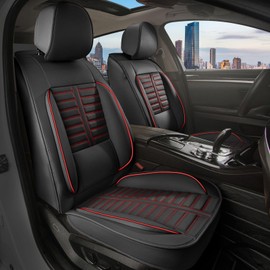 RAWAKORW Car Seat Covers Fit for 2021-2024 2025 Kia Seltos Full Set Leather Seat Covers Set with Lumbar Support Premium Automotive Cushion Protector(5 Seat, Black&Red)