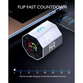 Pomodoro Timer, Magnetic Visual Timer with Flip Countdown, Silent & Alarm, Ideal ADHD Tools for Adults/Kids, Small Cube Digital Timer for for Office Productivity, Kitchen Cooking, Work, Study