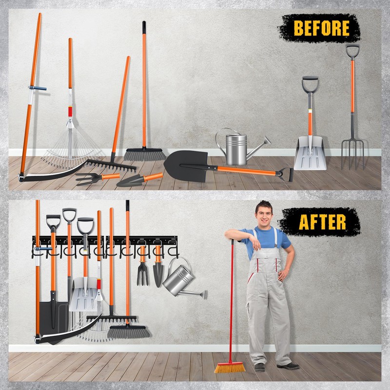 ELEAD 68'' All Metal Adjustable Garden Tool Organizer: Garage Tool