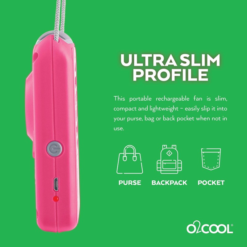 O2COOL Portable Neck Personal Travel USB Battery Powered Adjustable Lanyard