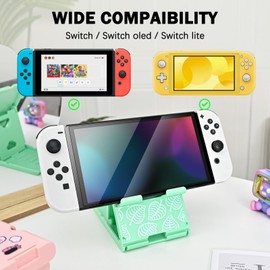 DLseego Stand Suitable for Switch 2/OLED/Lite, Angle Adjustable Holder Kickstand, Portable Foldable Non-Slip Non-Shake Kawaii Bracket with 4 Height Settings - White Leaves