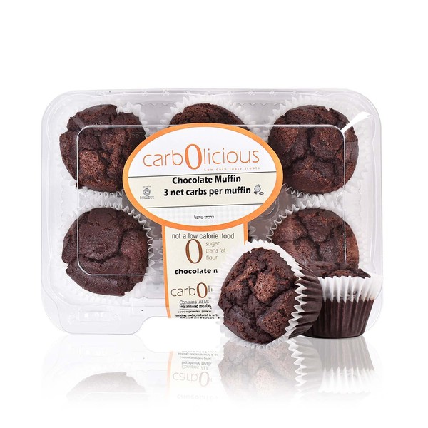 Low Carb Chocolate Muffins [6-Pack] By Carb-o-licious- Delicious Keto Muffins With Only 3 Net Carbs Each- Sugar Free Healthy Snack With Almond Flour- Best Tasting Low-Carb Diet Treat Ever!
