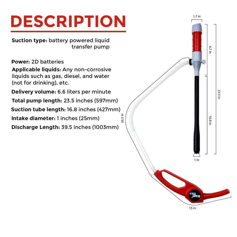 Battery Powered Fuel, Liquid, Gas, Water Transfer Portable Pump with