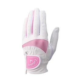 Callaway Glove SOLAIRE LH WMS WHT/PNK 21 25 (8.3 inches (21 cm), Left Hand Worn [Right Handed]), White/Pink, Women's