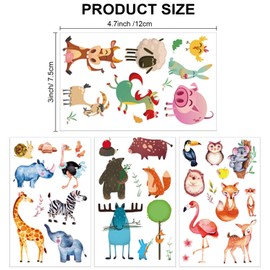 Konsait 24 Sheets Animal Temporary Tattoos for Kids(230+pcs), Zoo Jungle Sea Animal Fake Tattoos Waterproof Tattoo Sticker Decor for Children Boys Girls Animal Birthday Party Favor Gift Bags Filler