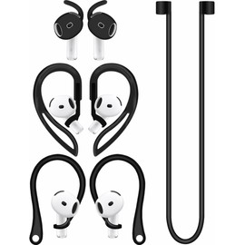 A-Focus Anti-Slip Set for AirPods 4 Silicone Adjustable Ear Hook Ergonomic Design Wings Wingtip Ear Hooks Tips Strap Sport Earbuds Accessories Eartip Compatible with AirPods 4th Black
