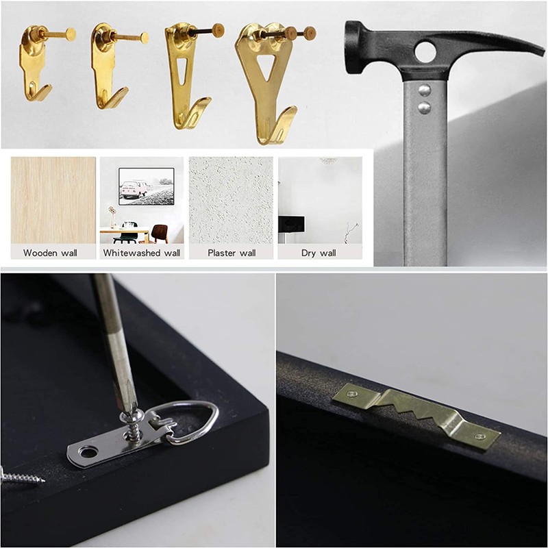 Tiardey Picture Hanging Kit with Screws, Nails, D-Rings, Hooks, Wires,