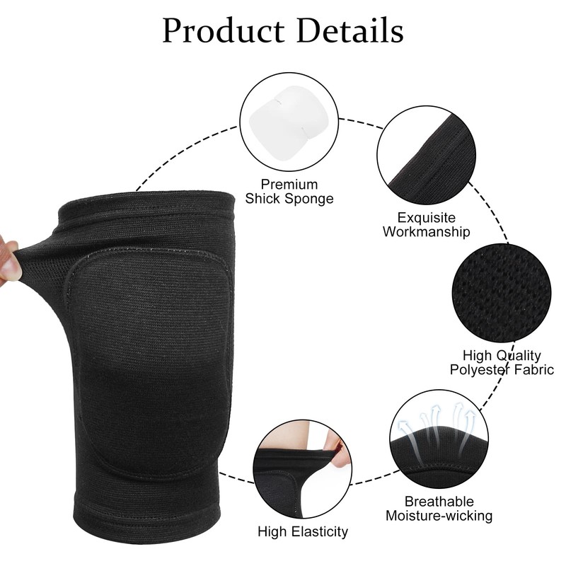 Firtink 2 Pairs Stretchy Dance Knee Pads,Breathable Knee Brace Supports