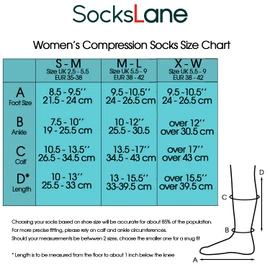 SocksLane Cotton Compression Socks for Women & Men. 15-20 mmHg Support Knee-High