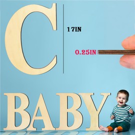 17 Inch Large Wooden Letters, Paintable Large Wood Letter for Crafts, Unfinished Blank Wood Alphabet Letter for Birthday, Parties, Wedding, Christmas Home Decoration(Letter C)