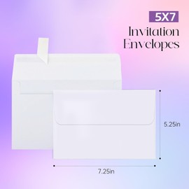 Packpal 5x7 Envelopes Self Sealing, 100Pack White A7 Envelopes for Invitations, Wedding, Graduation, RSVP Cards, Postcards, Greeting Cards mailing