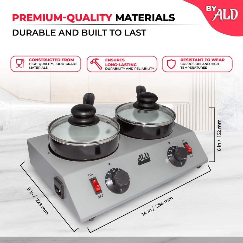 ALDKitchen Professional Chocolate Melting Pot – Dual 1.2L Stainless Steel