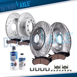 Detroit Axle Front & Rear Drilled Rotors Ceramic Brake Pads for 2003 - 2007 Hyundai Tiburon