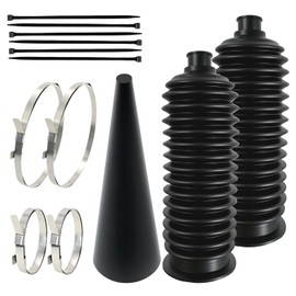 Upgrade 2PCS tie rod boot rack and pinion boot kit,Thickened Neoprene Rubber Materia,with 4 Stainless Steel Clamps & 6 Cable Ties, Universal Inner Tie Rod Boot + Expander Tool(Cannot be cut)