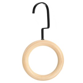 uxcell 4 Inch Scarf Ring Hanger, Scarf Organizer Holder Wooden Circles Rings Hanging Hook for Belt Tie Scarf, 10cm Length Hook (Black)