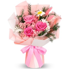 VAIPI Flowers for Delivery Prime, Preserved Flowers Bouquets, Natural Forever Pink Rose Bouquet That Last 1-3 Years, Gifts for Her on Christmas, Valentines Day, Mothers Day, Birthday, Anniversary Day