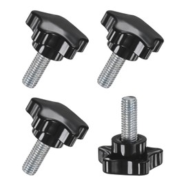 M METERXITY 4-Pack Star Clamping Knobs, M10x25mm Male Thread Hand Tightening Screw for Machinery/Electronic/Furniture/Umbrella Base, Machine Handle Replacement [39mm, Black]