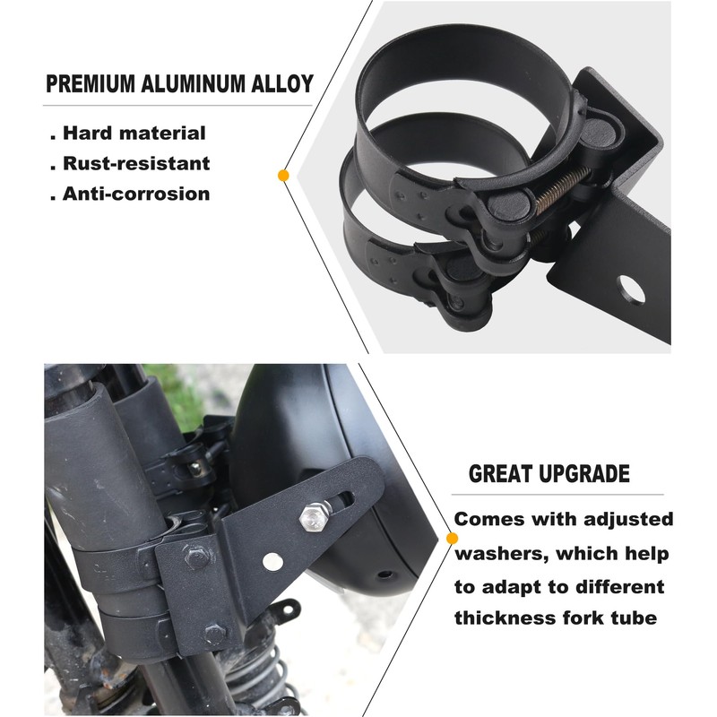 PKEDUO 52mm Motorcycle Headlight Brackets 2-2.16inch Fork Tube Mount Brackets