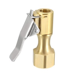 sourcing map Air Chuck, 1/4" BSP Female Closed Flow Straight Lock on Tire Chuck with Clip for Inflator Gauge Compressor Accessories, Copper