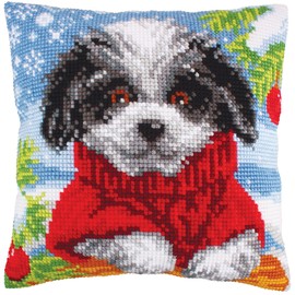 Collection D'Art Wolly Winter 5249 Cross Stitch Cushion, Cotton, Multi-Colour, 40 x 40 cm