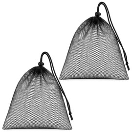 Pack of 2 Sand Toy Bag Mesh Bag 40 x 40 cm Beach Black Mesh Bag Fitness, Travel, Camping, Gym Bag Made of Mesh Material, Easy to Fold, Quick Drying