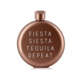 NPW Gifts London Flask 3 oz Rose Gold  FIESTA SIESTA TEQUILA REPEAT Drink Party Fun Sleek Sturdy