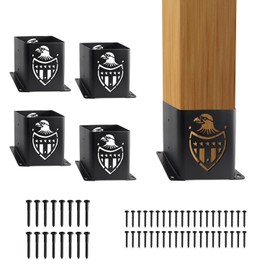 6x6 Post Base 4 Pcs (Inner Size 5.6"x5.6" ± 1) Eagle Post Brackets, Heavy Duty Black Metal Post Anchor, 6x6 Pergola Brackets Kit, Fence Post Anchor, Metal Brackets for Wood, Post Pounder, Deck Railing