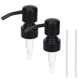 UPSTORE 2Pcs Soap Dispenser Pump Replacement Matte Black Stainless Steel Hand Soap Dispenser Pump Head for Regular Mouth Bottles for Liquid Hand Soap Shampoo Shower Gel Standard 28/400 Neck Size