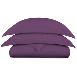 Cosy House Collection Luxury Bamboo Duvet Cover Set 3-Piece - Ultra Soft Hypoallergenic Bedding - Zippered Comforter Protector, Includes 2 Pillow Shams - Full/Queen - Purple