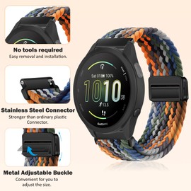RosMank 20mm Braided Watch Band Compatible with Garmin Forerunner 165/Forerunner 165 Music/Vivoactive 5, Nylon Woven Replacement Strap for Garmin Venu Sq 2/Venu Sq 2 music, Colorful