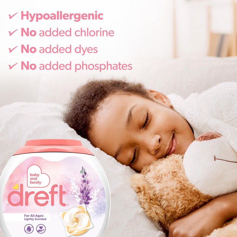 Dreft Laundry Detergent Pacs, Lightly Scented, Lavender, For Baby and