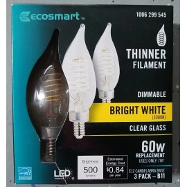 EcoSmart 60W Dimmable LED Vintage Edison Light Bulb Bright White (3-Pack)
