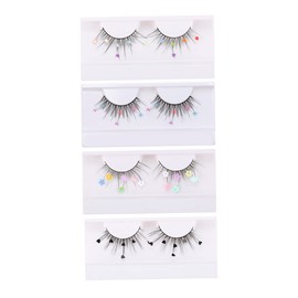 Mikinona 4 Paare Pailletten falsche Wimpern Schmetterlingswimpern 3D-Wimper flauschige Wimpern dauerhaft Glitzerwimpern Glitzer-Wimpern Herz Blumenaufkleber Nachahmung von