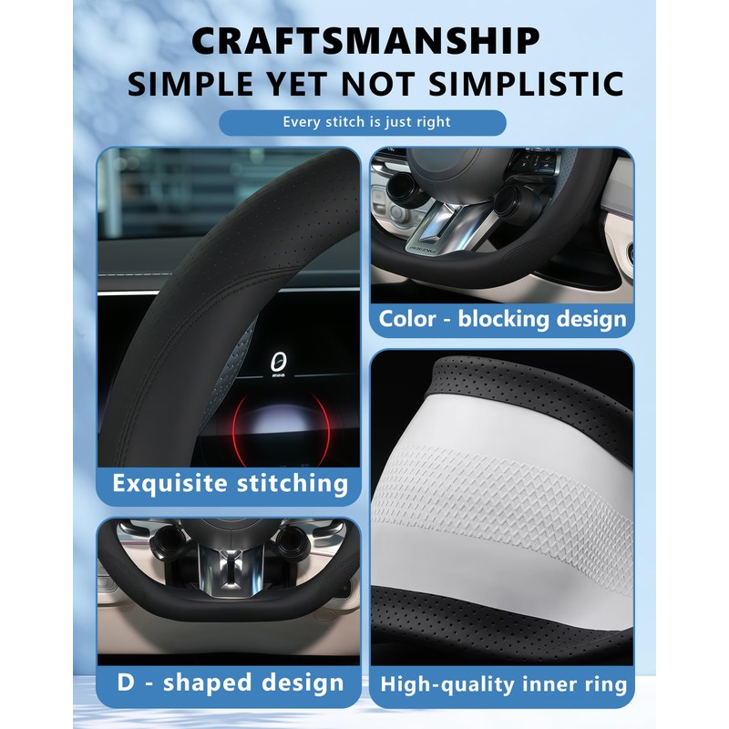 OHHMNKK D-Shaped Steering Wheel Cover for Mercedes-Benz AMG A35 A45
