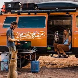 Car Sticker Mountain, Motorhome Sticker Camper Car Sticker, Rear Window Sticker Car, Vinyl Waterproof Decoration Sticker for SUV Truck Caravan, White, 100 x 28 cm