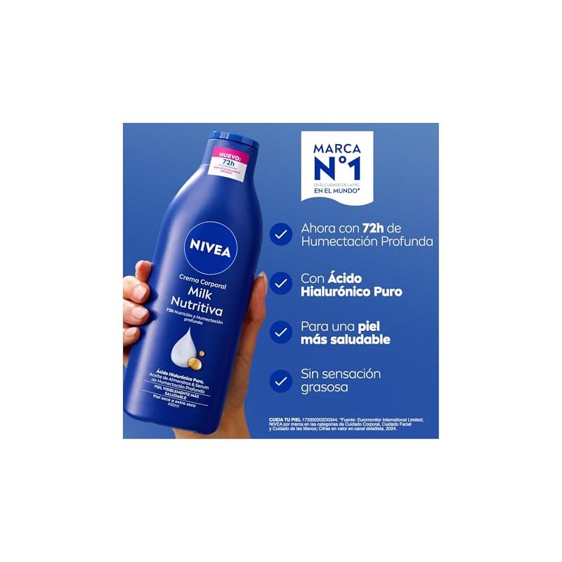 NIVEA Body Crema Corporal Milk Nutritiva para Piel Extraseca, 400