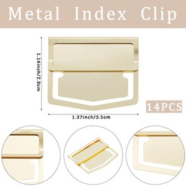 craspire Pack of 14 Metal Bookmarks Page Clip Index Clips 1.1 x 1.4 Inch Golden Stainless Steel Retro Book Pages Line Markers Label Planner Clips Accessories for Reading Notebook Office School