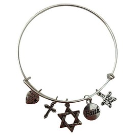 Silver Plated Expandable Bracelet Shield Star of David Pendant