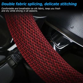 Mandark Car Steering Wheel Cover, Vehicle Protector with Non-Slip Lining, Great Grip Automotive Interior Protective Guard Accessories for 14.5-15 Inch, Universal for SUV, Sedan, Truck (Red)