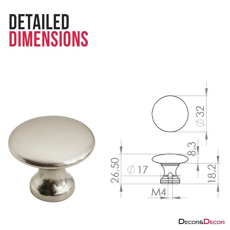 Decoranddecor Calico Kitchen Cabinet Knobs 32mm Diameter Minimal Round Design