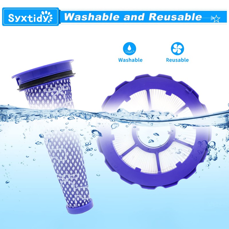 Syxtidy 2 Pack Replacement Hepa Post Filter & Washable Pre
