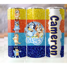N/A Bluey Custom Name 20oz Tumbler Insulated Stainless Travel Mug Cup Straw Lid