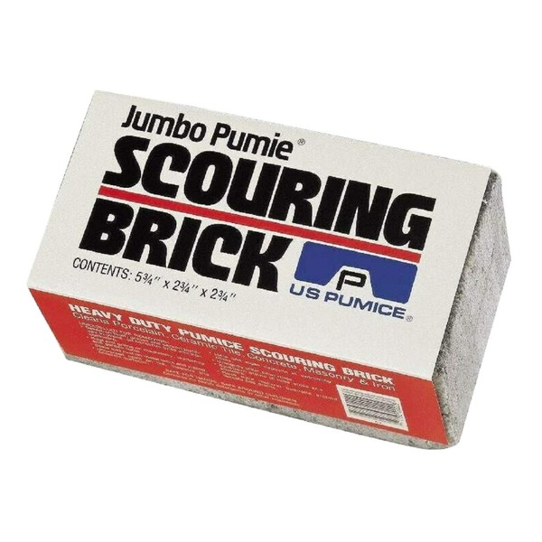 US Pumice JPS-12 Jumbo Pumie Scouring Brick, For Large Surface Cleaning, Removes Lime, Scale, Rust, Calcium - Pool Pumice Stone Tile Cleaner, Barbecue Cleaning Stone, Hand Safe, Pack of 12