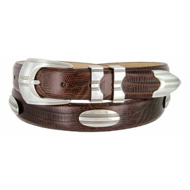 Madison Italian Calfskin Genuine Leather Dress Belt 1-1/8"(30mm) taper down to 1"(25mm) wide (Lizar Brown, 36)