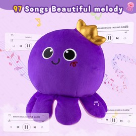 Octopus Baby Crawling Musical Toy with 97 Melodies, Talking Repeat Function Language Learning for Newborn Infant Tummy Time, Safe Plush Sensory Learning Interactive Toy for Toddlers Gift 0+ Months