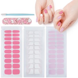 Valerie Allen Nail Polish Stickers Full Nail Wraps - 60 Pieces (3 Sets of 20) Stylish Nail Strips Kit with Nail File & Cuticle Pusher, Quick Drying Sticker Nail Pol (Blushing Bridesmaid)