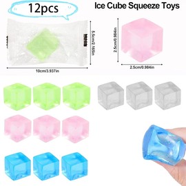 12 Pcs Squishy Cube Set, Transparent Mini Jelly Cube Fidget Toys, Small Stress Relief Toys, Elastic and Smooth Squishy Cubes for Reducing Anxiety and Enhancing Focus, Cute and Fun Design