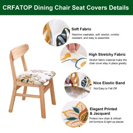 CRFATOP Waterproof Dining Chair Seat Covers Set of 6, Stretch Dining Room Cushion Covers Non-Slip Elastic Seat Cover for Dining Chairs Washable Parson Kitchen Chair Protectors,S,03