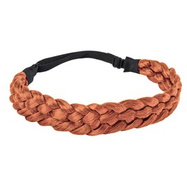 Fumwase 5 Strands Synthetic Braid Headband Stretch Elastic Chunky Wide Plaited Hair Braids Band Braided Headband Braided Hair Headbands for Women Girls (Light Brown)