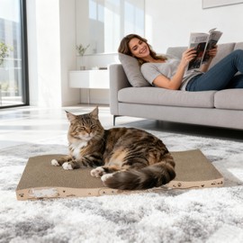 ALLGEAR 33"x13" Extra Large Cat Scratcher Lounge, Jumbo Corrugated Cardboard Scratching Pad for Large Cats, Wave Reversible Thick 2.2"–1.4", W/Catnip, Durable Cat Bed (2 XL Pads = 4 Medium Pads)